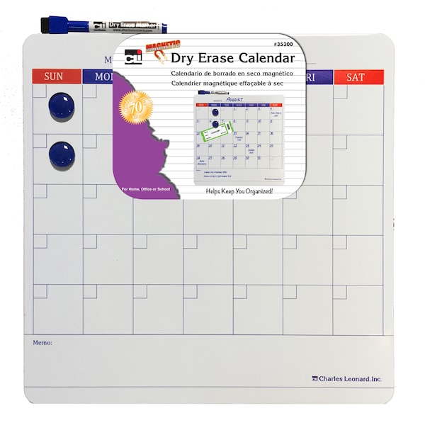 Charles Leonard Magnetic Dry Erase Calendar, 14in x 14in, PK6 35300ST - main